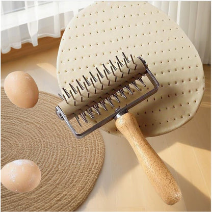 Generic Pizza Dough Stainless Steel Easy to Clean Bread Needle Pastry Roller with, 13cmx19.3cm Pizza Cake Pie V1192-AZ-W-3547