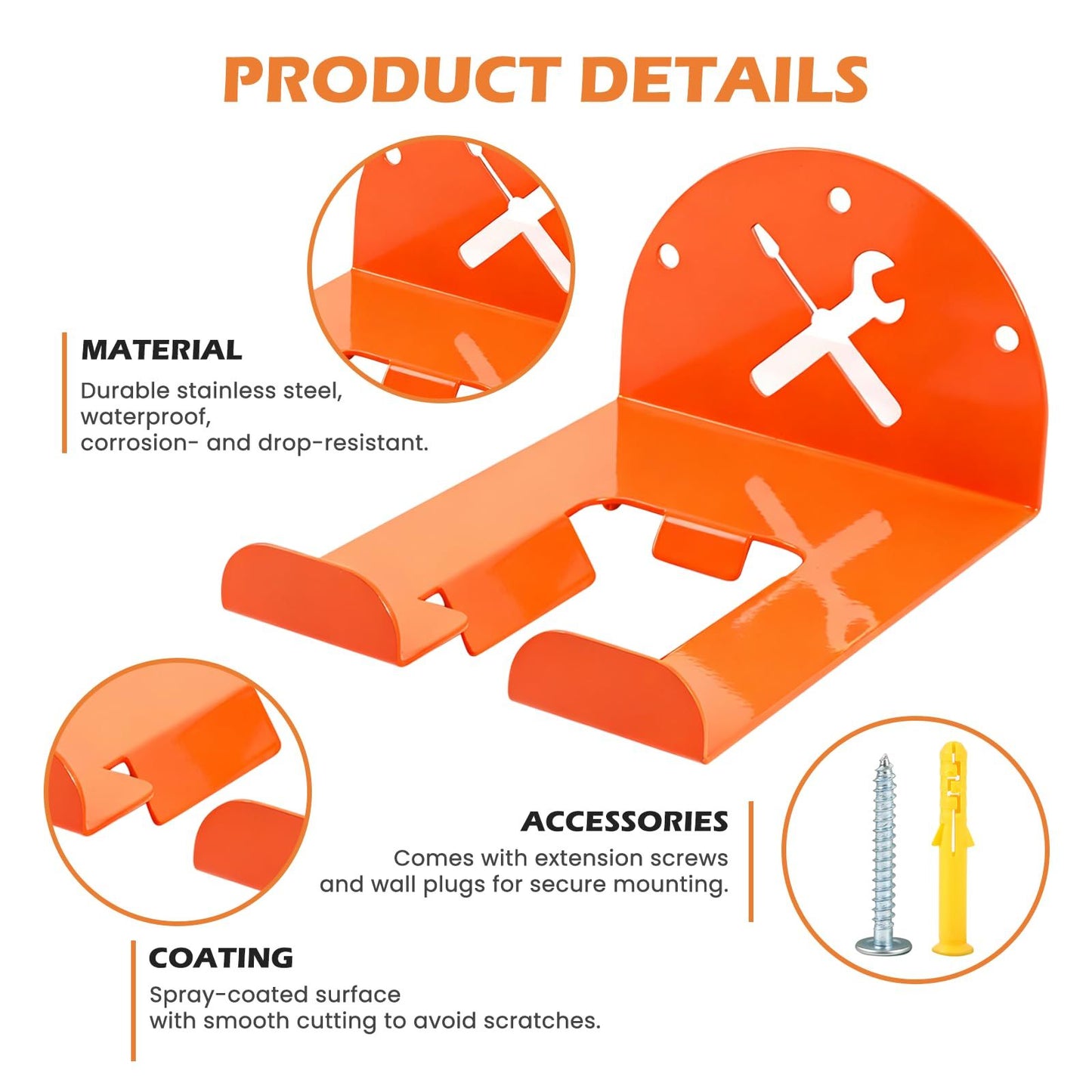 Trimmer Rack Wall Mount - Heavy Duty Wall Hanger for Grass Trimmer Garden Tools Chainsaw Hedge Trimmer 1 Pack V1192-AZ-W-3549