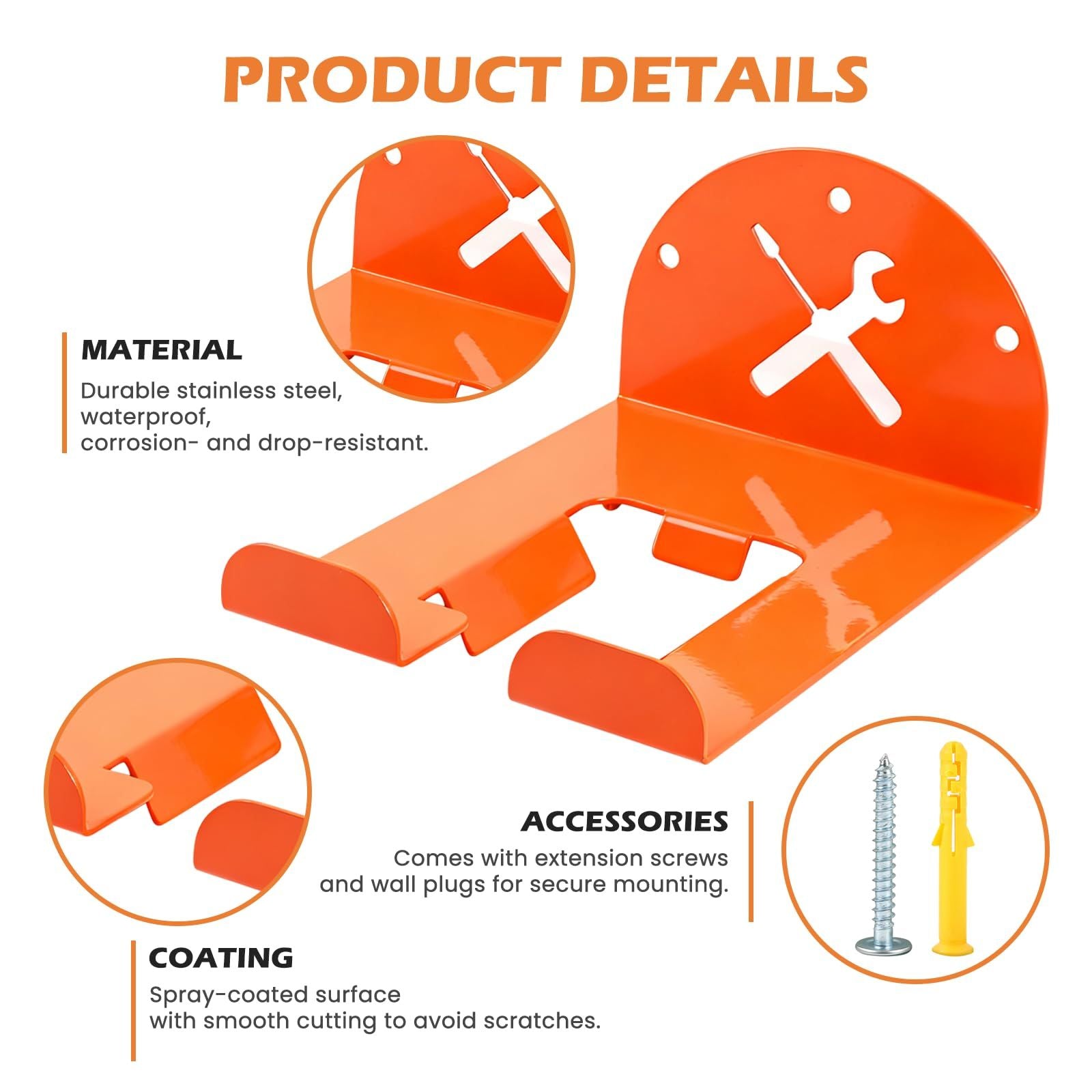 Trimmer Rack Wall Mount - Heavy Duty Wall Hanger for Grass Trimmer Garden Tools Chainsaw Hedge Trimmer 1 Pack V1192-AZ-W-3549