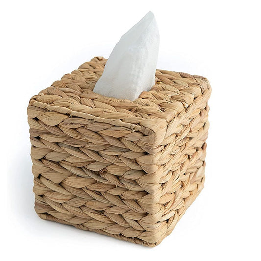 Water hyacinth grass Tissue Box Cover, Rustic Decorative Wicker Water Hyacinth Tissue Box Cover Square for V1192-AZ-W-3550