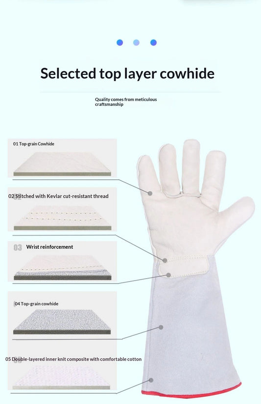 Cryogenic Gloves 40cm Long Mid-arm LN2 Protective Gloves for Liquid Nitrogen/Dry Ice/Cold Storage V1192-AZ-W-3554