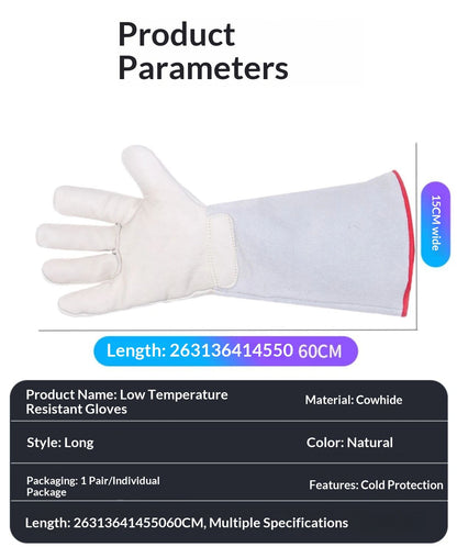Cryogenic Gloves 40cm Long Mid-arm LN2 Protective Gloves for Liquid Nitrogen/Dry Ice/Cold Storage V1192-AZ-W-3554