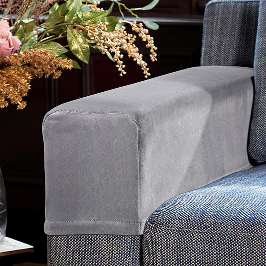 2Pcs Light Grey Armrest Covers, Washable Stretch Couch Arm Covers Couch Sofa Armchair Slipcovers for Chairs V1192-AZ-W-3559