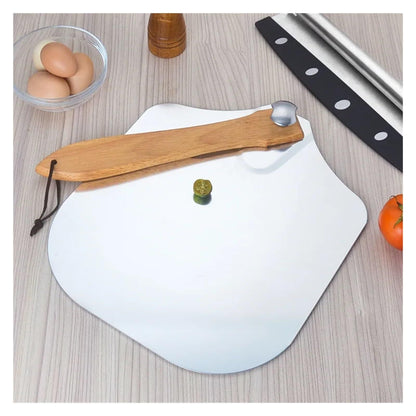 Removable Pizza Shovel With Foldable Wooden Handle For Easy Storage Spatula Paddle For Baking(Flat handle) V1192-AZ-W-3560
