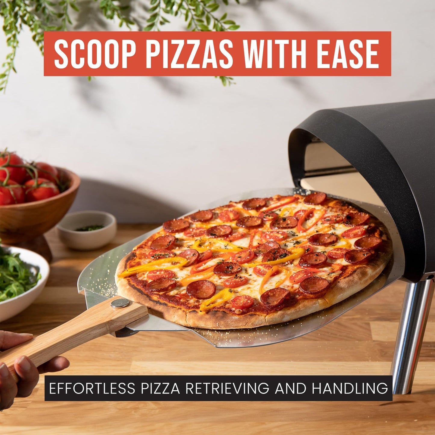 Removable Pizza Shovel With Foldable Wooden Handle For Easy Storage Spatula Paddle For Baking(Flat handle) V1192-AZ-W-3560