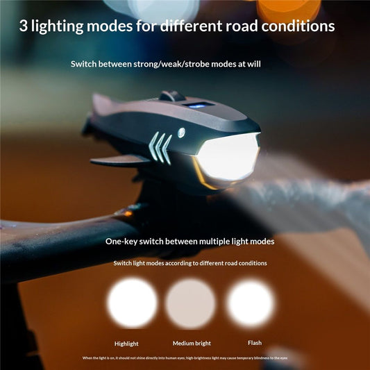 Bike Horn with Light,120dB Electric Bicycle Bell & Rechargeable Headlight, IPX4 Waterproof Kids Bike V1192-AZ-W-3573