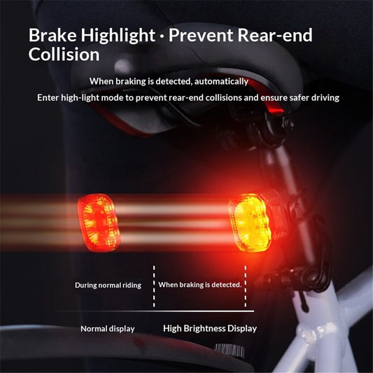 Smart Bike Tail Light Brake Sensing Bicycle Rear Lights Rechargeable Waterproof Bright LED Bike Light Cycling V1192-AZ-W-3574