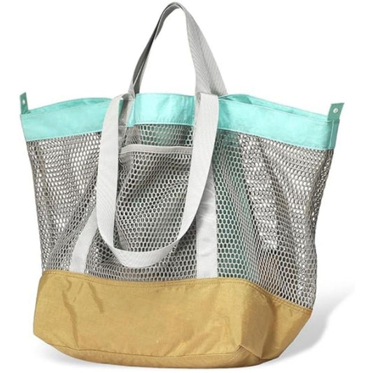 Large Mesh Beach Bag, Vacation, Pool, Shopping, & Travel Tote - Foldable w/Storage Pockets for Women, Men & V1192-AZ-W-3583