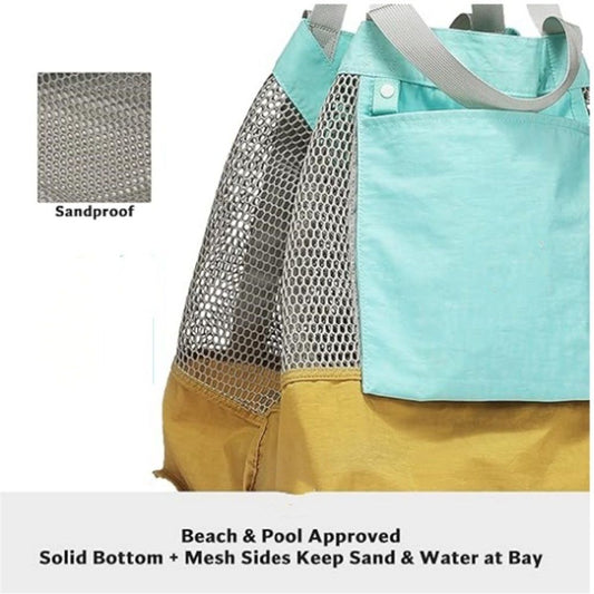 Large Mesh Beach Bag, Vacation, Pool, Shopping, & Travel Tote - Foldable w/Storage Pockets for Women, Men & V1192-AZ-W-3583