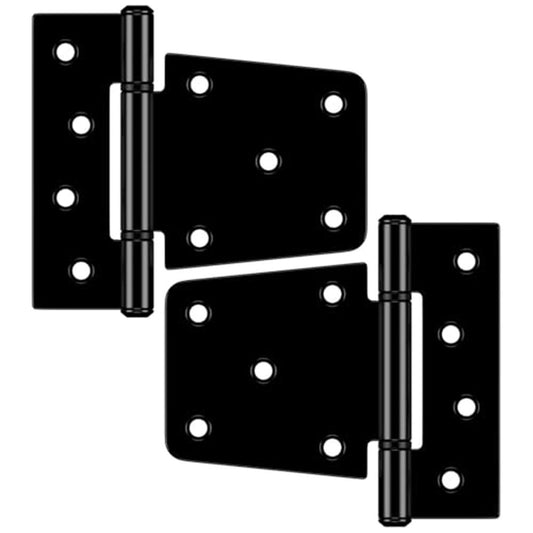 Self-Closing Spring Gate Hinge Heavy Duty Automatic T Hinges Steel Black Finish with Screws 2-Pack for Wood V1192-AZ-W-3585