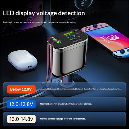 Retractable Car Charger,Car Phone Charger with Cables Fast Charging, USB C Car Charger Adapter , Black V1192-AZ-W-3587