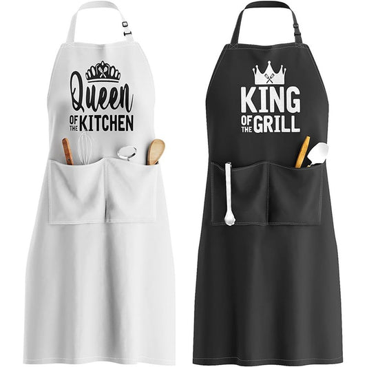 2pcs Apron Set - Wedding Engagement Gifts for Couples, Funny Kitchen Gifts for Couples, Husband, Wife, V1192-AZ-W-3588