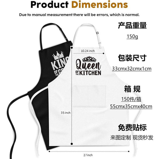 2pcs Apron Set - Wedding Engagement Gifts for Couples, Funny Kitchen Gifts for Couples, Husband, Wife, V1192-AZ-W-3588