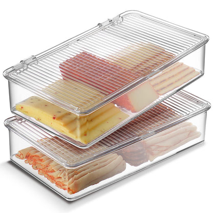 Bacon Container For Refrigerator (2 Pack) Fridge Storage Organizer | Cheese & Deli Storage Container | Bacon V1192-AZ-W-3590