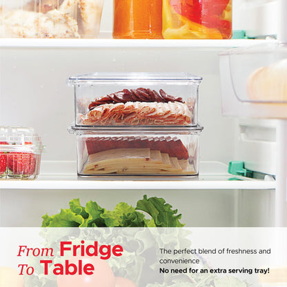 Bacon Container For Refrigerator (2 Pack) Fridge Storage Organizer | Cheese & Deli Storage Container | Bacon V1192-AZ-W-3590
