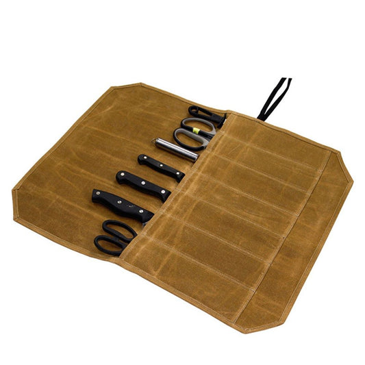 Chef's Knife Roll Bag,Waxed Canvas Knife Cultery Carrier, Portable Chef Knife Cases,Knife Pouch Holders V1192-AZ-W-3591