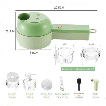 Multi-Functional Portable Electric Vegetable Cutter Set, Wireless Vegetable Processor for Garlic, Peppers, V1192-AZ-W-3600