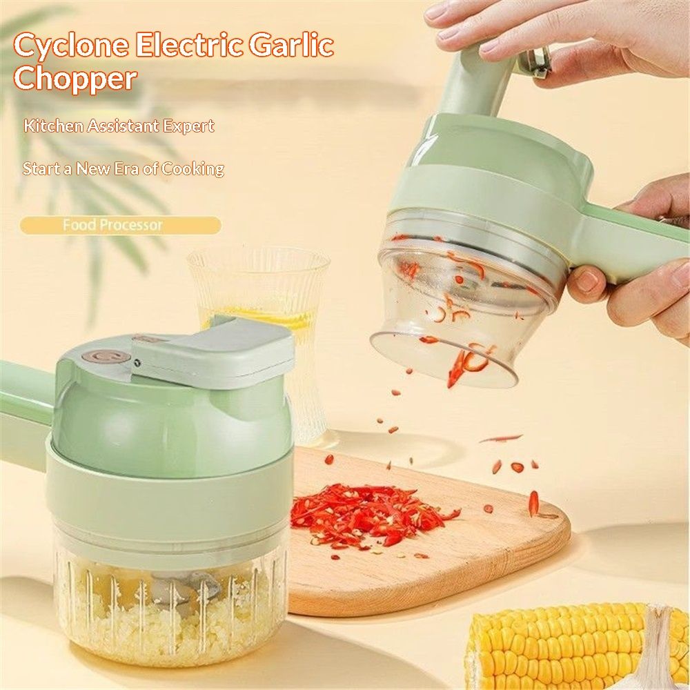 Multi-Functional Portable Electric Vegetable Cutter Set, Wireless Vegetable Processor for Garlic, Peppers, V1192-AZ-W-3600