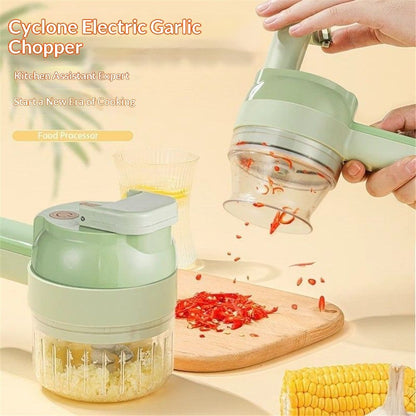 Multi-Functional Portable Electric Vegetable Cutter Set, Wireless Vegetable Processor for Garlic, Peppers, V1192-AZ-W-3600