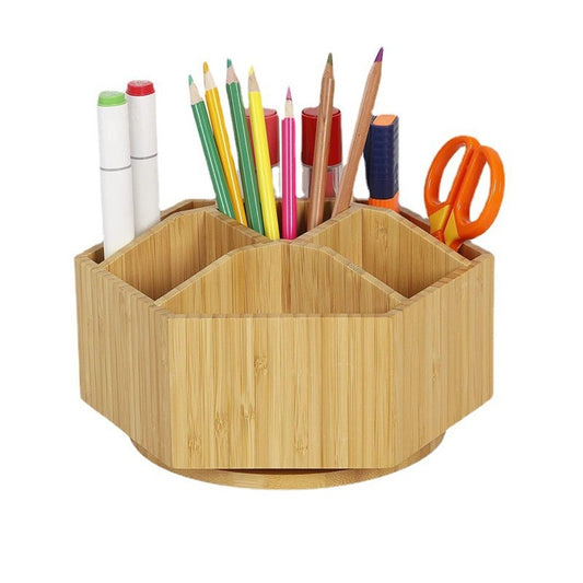 walowalo Bamboo Rotating Art Supply Organizer Holds Pencils Spinning Crayon Marker Organzier Holder Christmas V1192-AZ-W-3606