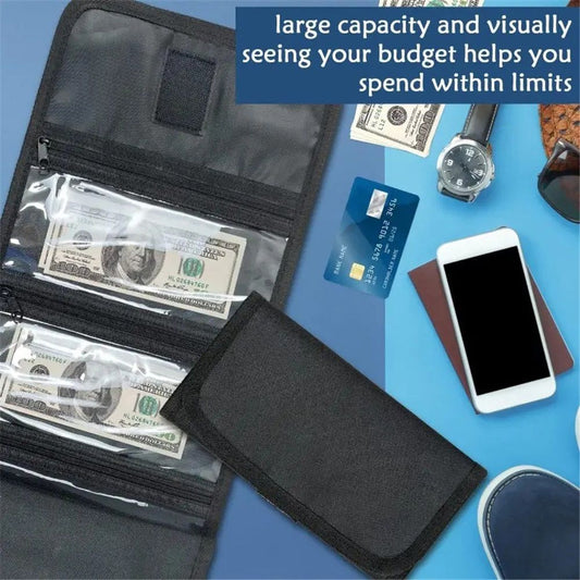 Money Organizer for Cash with 6 Zippered Pocket Multipack Money Pouch, Cash Bill Organizer, Money Bag Small V1192-AZ-W-3607
