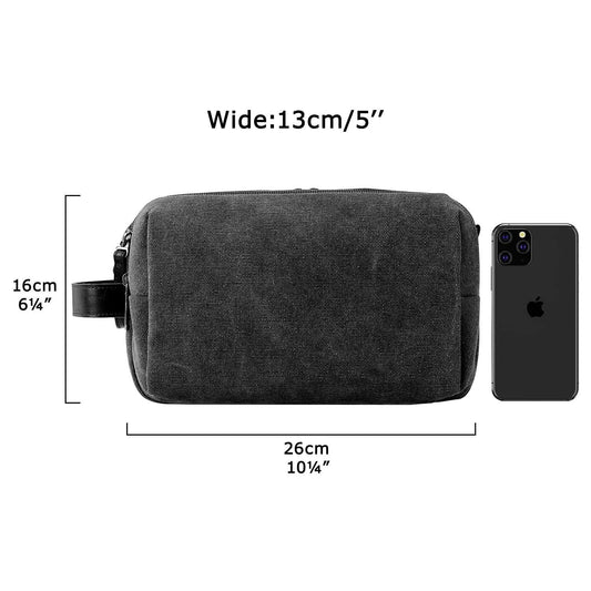 Toiletry Bag for Men, Canvas Travel Toiletry Organizer Dopp Kit Water-resistant Shaving Bag for Toiletries V1192-AZ-W-3611