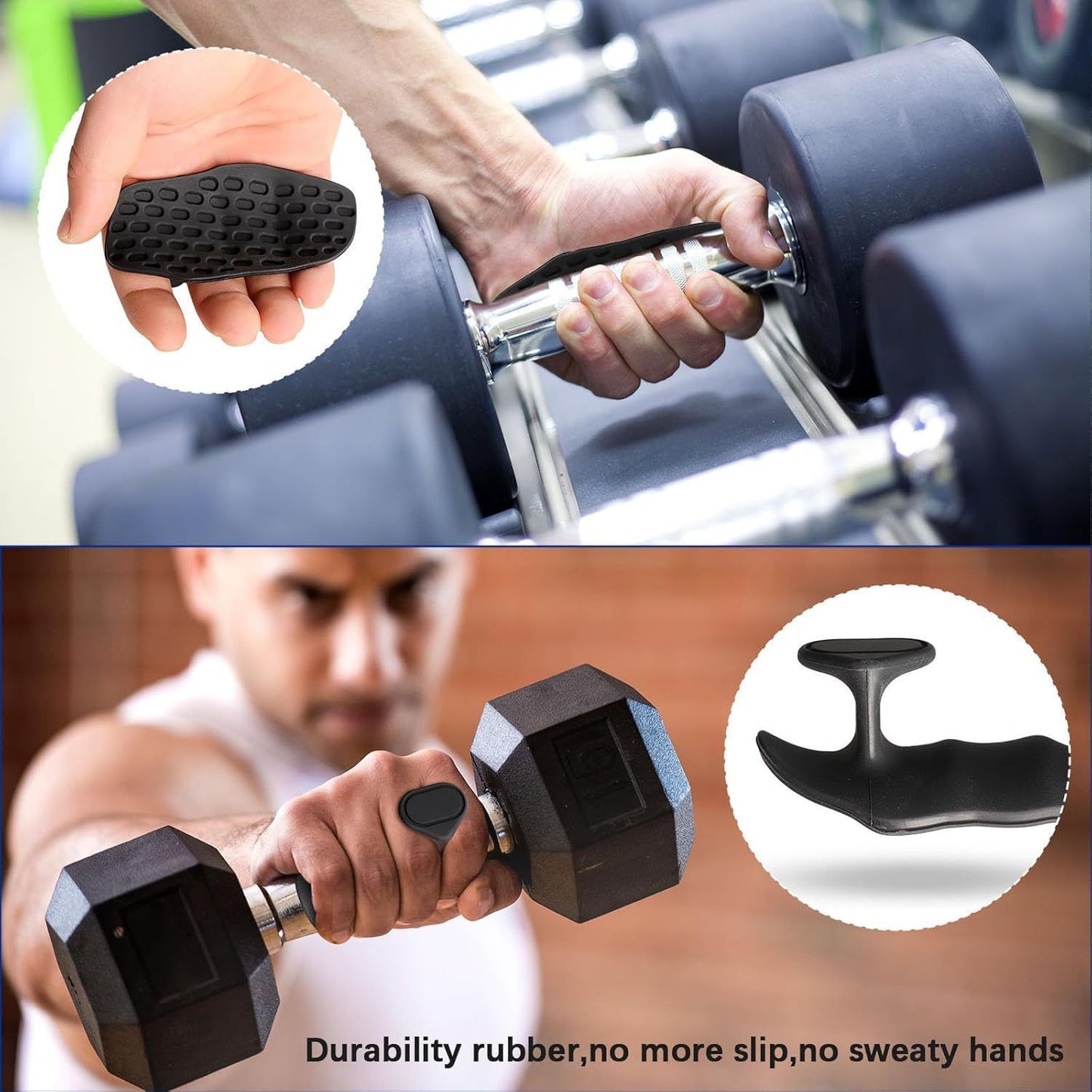 Anti-Slip Workout Grips - Ergonomic Rubber Hand Protector Gloves for Weight Lifting, Pull-Ups, Gym Training V1192-AZ-W-3620