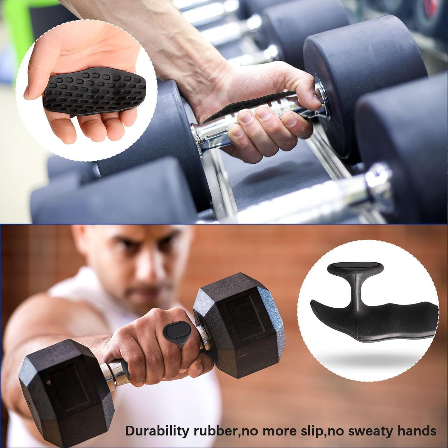 Anti-Slip Workout Grips - Ergonomic Rubber Hand Protector Gloves for Weight Lifting, Pull-Ups, Gym Training V1192-AZ-W-3620
