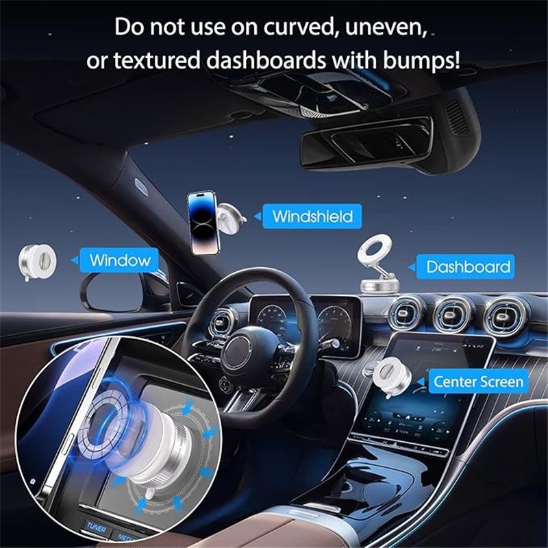 Vacuum Magnetic Suction Phone Holder, Foldable and Retractable Hands-Free Suction Cup Phone Mount for V1192-AZ-W-3623