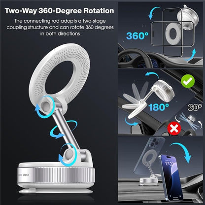 Vacuum Magnetic Suction Phone Holder, Foldable and Retractable Hands-Free Suction Cup Phone Mount for V1192-AZ-W-3623