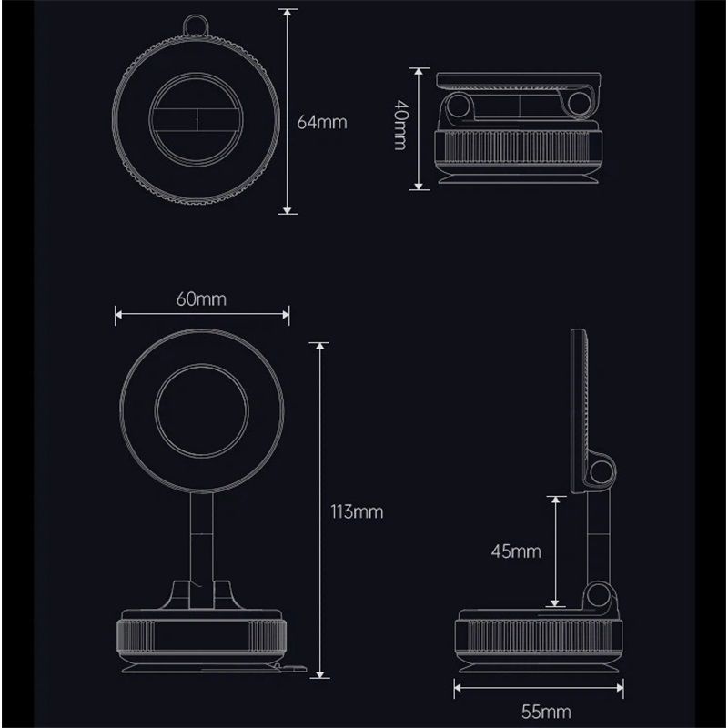 Vacuum Magnetic Suction Phone Holder, Foldable and Retractable Hands-Free Suction Cup Phone Mount for V1192-AZ-W-3623