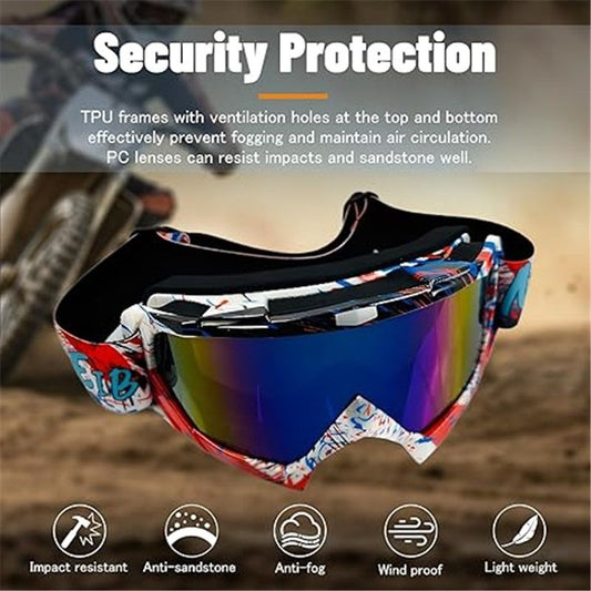 Motocross Goggles ATV Dirt Bike Motorcycle Goggles Bike Riding Goggles UTV MX OTG Offroad Goggles Anti Fog UV V1192-AZ-W-3624