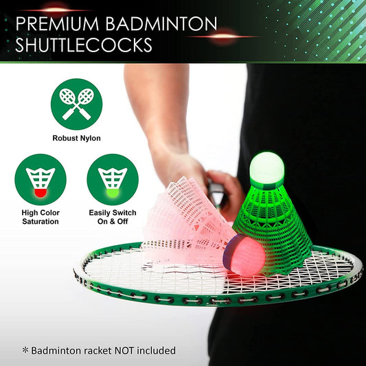 Badminton 10pcs - Lighting Glow in The Dark Night, Badminton Shuttlecocks, Indoor Outdoor Sport Ball Training V1192-AZ-W-3627
