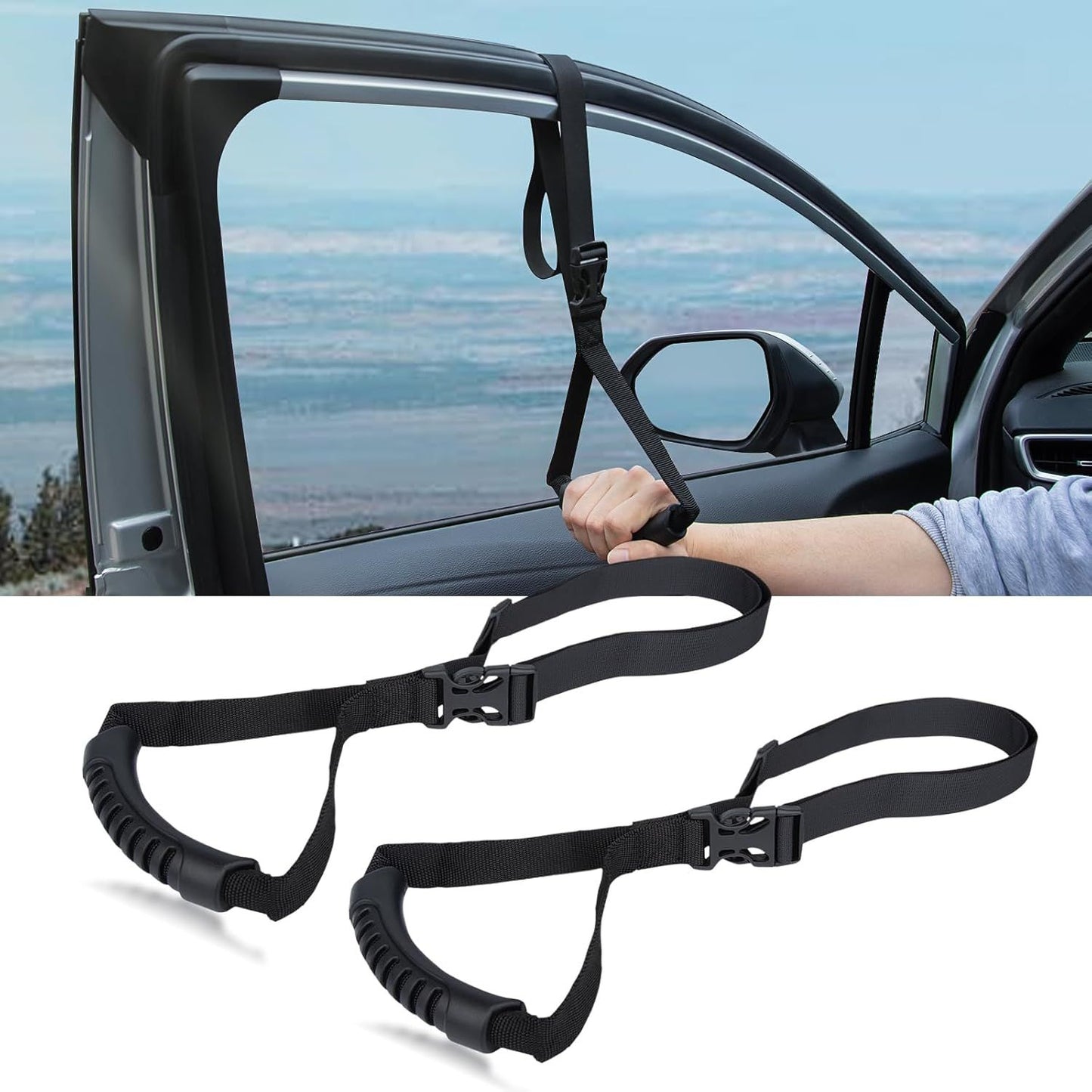 4Pack Car Grab Handle Adjustable Standing Aid Safety Handle Portable Vehicle Support Grab Bar Nylon Grip V1192-AZ-W-3638