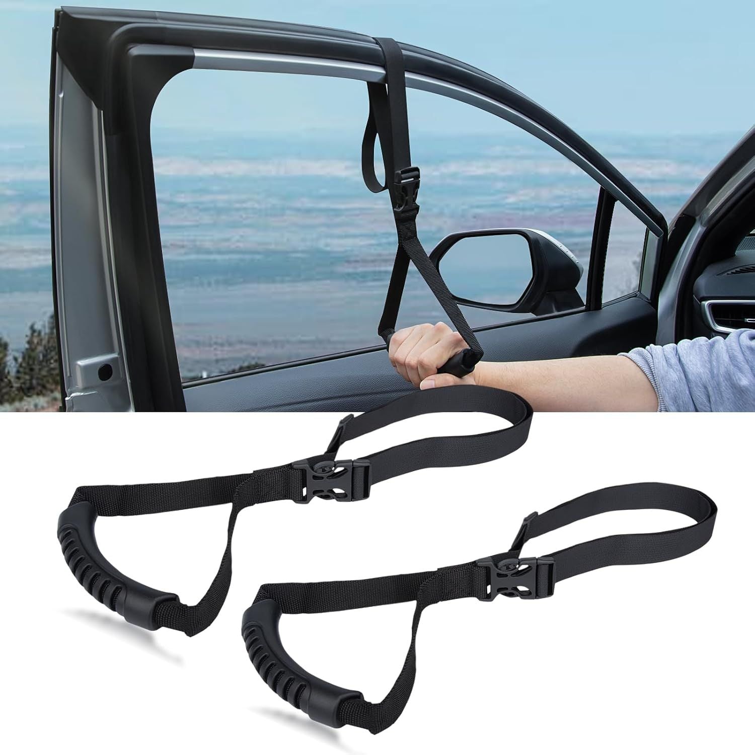 4Pack Car Grab Handle Adjustable Standing Aid Safety Handle Portable Vehicle Support Grab Bar Nylon Grip V1192-AZ-W-3638