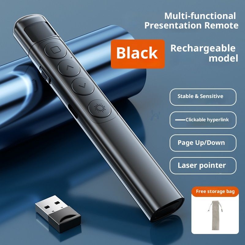 Wireless Presentation Clicker with Pointer Stick,Rechargeable Presenter Remote Light Pointer with Screen V1192-AZ-W-3641