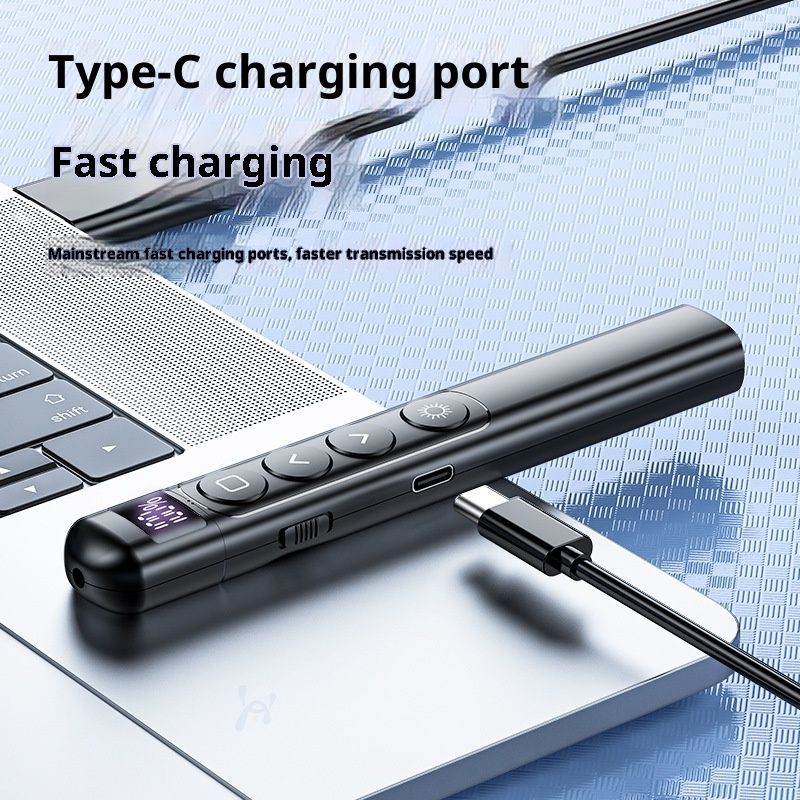 Wireless Presentation Clicker with Pointer Stick,Rechargeable Presenter Remote Light Pointer with Screen V1192-AZ-W-3641