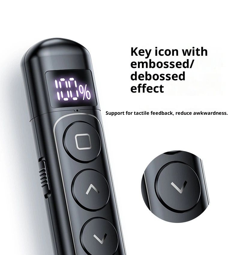 Wireless Presentation Clicker with Pointer Stick,Rechargeable Presenter Remote Light Pointer with Screen V1192-AZ-W-3641