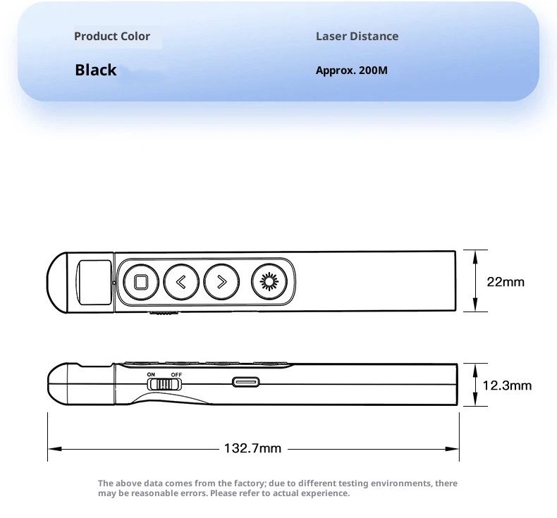 Wireless Presentation Clicker with Pointer Stick,Rechargeable Presenter Remote Light Pointer with Screen V1192-AZ-W-3641