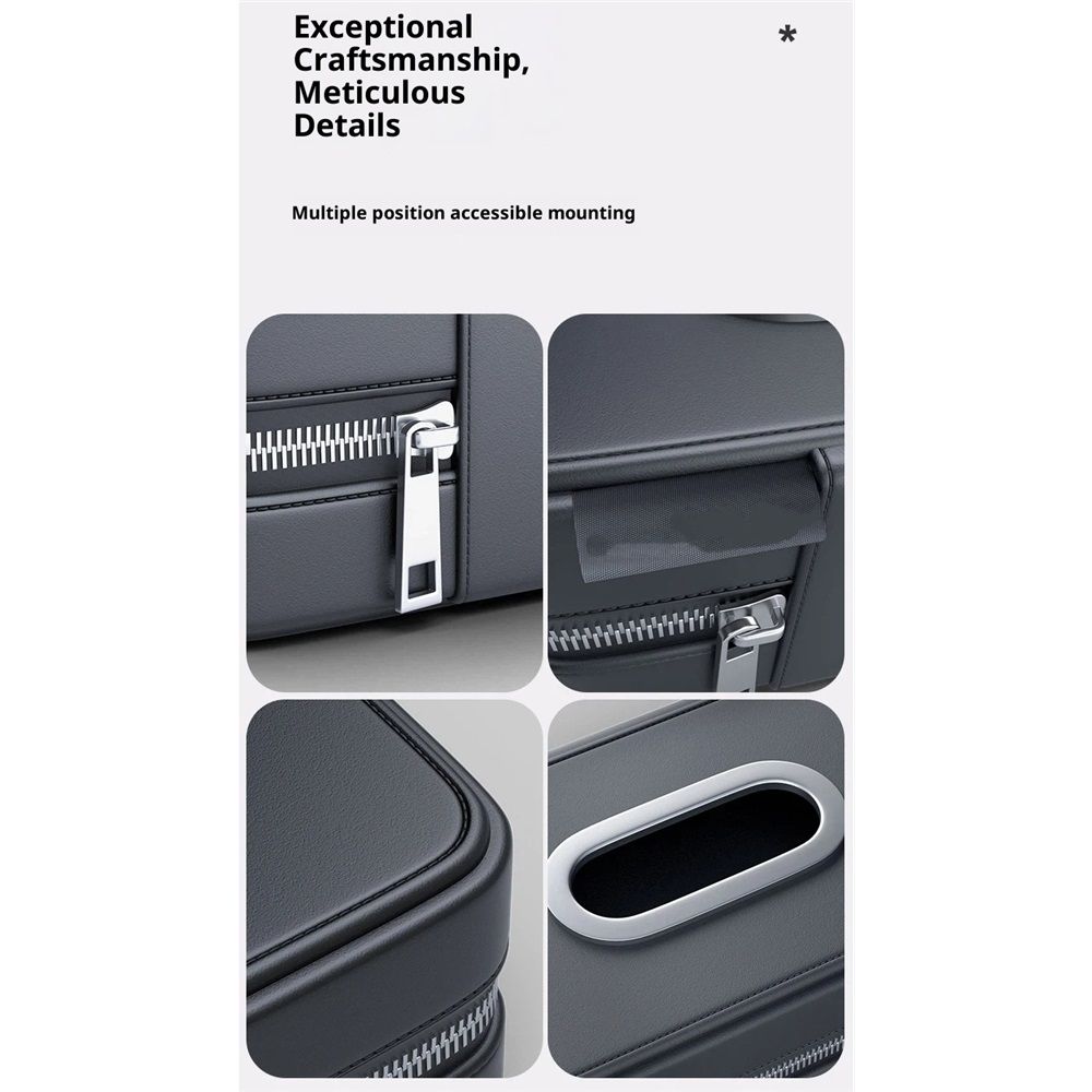 Car Tissue Holder, PU Leather Tissue Napkin Box,Car Armrest Box Tissue Bag,Backseat Napkin Rectangle V1192-AZ-W-3651