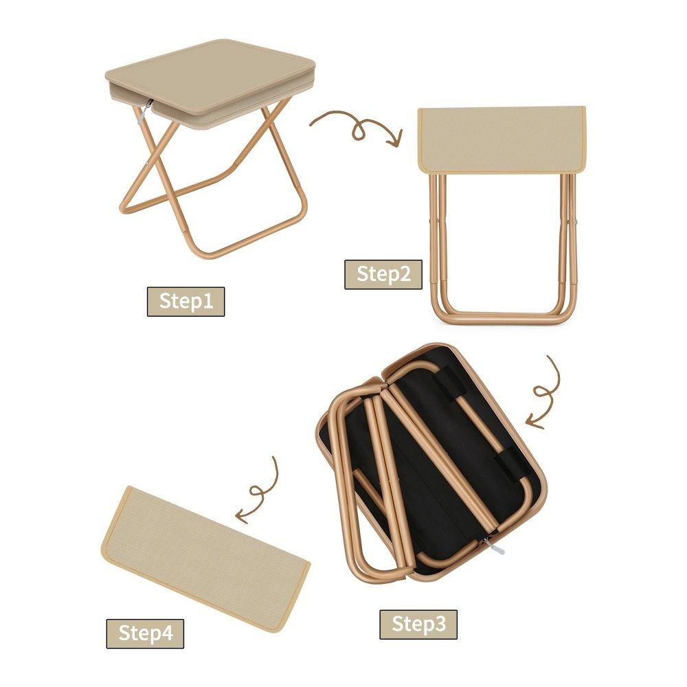 12.5" Foldable Portable Camping Stool Heavy Duty 264lbs for Adults, Lightweight Travel Stool with Carry Bag, V1192-AZ-W-3656