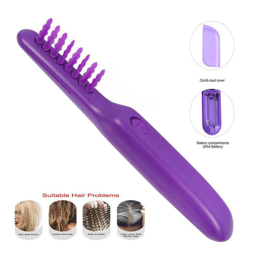 Electric Massage Comb with Detangling Brush - Dual Use Wet/Dry Negative Ion for Long Hair, with Brush Cover , V1192-AZ-W-3664