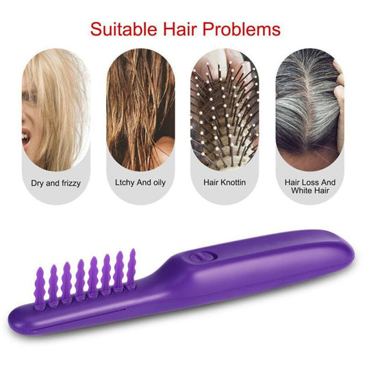Electric Massage Comb with Detangling Brush - Dual Use Wet/Dry Negative Ion for Long Hair, with Brush Cover , V1192-AZ-W-3664