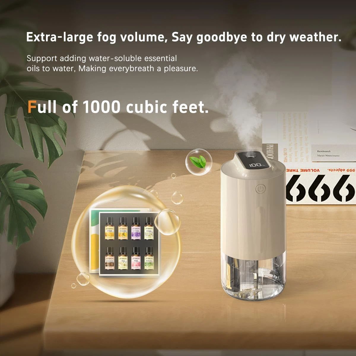 Car Diffuser Car Humidifier Rechargeable Aromatic Essential Oil Diffuser with and Cold Mist Intelligent V1192-AZ-W-3665