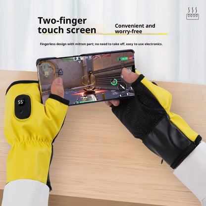 ElectricFingerless Heating Writing Gloves for Students,Hand Warmer for Indoor and Outdoor USB charging V1192-AZ-W-3674