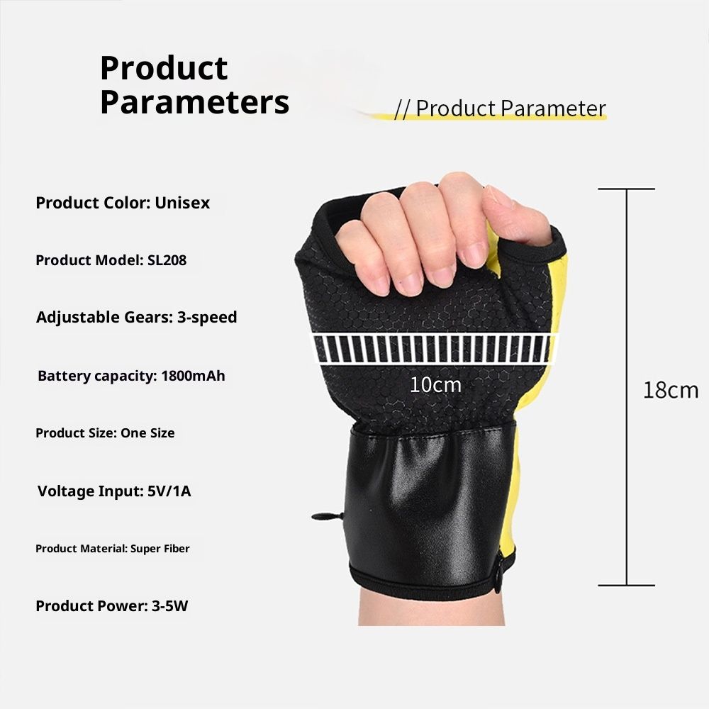 ElectricFingerless Heating Writing Gloves for Students,Hand Warmer for Indoor and Outdoor USB charging V1192-AZ-W-3674