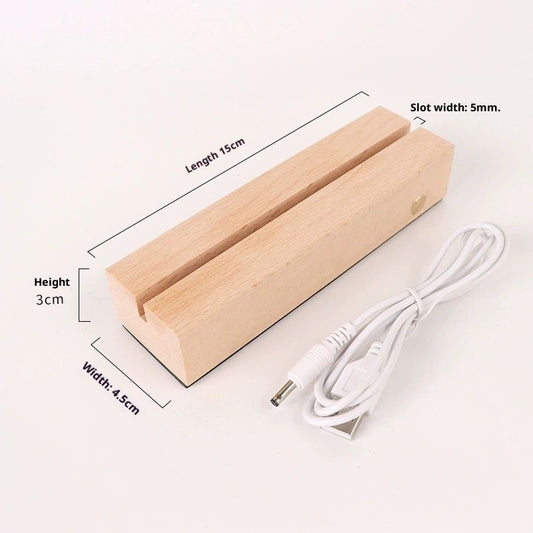 4Pcs 6" Wooden LED Light Stand Base, Colorful Light Rectangle Wood Display Pedestal Led Light Base Night V1192-AZ-W-3687