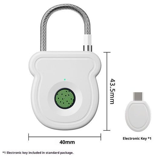 Fingerprint Padlock for Gym Locker w/USB Key, Biometric Lock 20 User for Luggage Backpack Case Toolbox V1192-AZ-W-3691