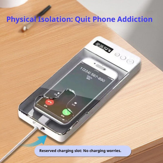Timed Phone Lock Box for iPhone & Android - Self-Control Timer to Help Kids & Students Focus Back - V1192-AZ-W-3697