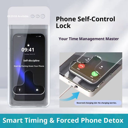 Timed Phone Lock Box for iPhone & Android - Self-Control Timer to Help Kids & Students Focus Back - V1192-AZ-W-3697